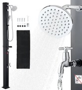VEVOR Solardouche 40 L, tuindouche 2290 mm, buitendouche met hand- en voetkraan, warm- en koudwaterregeling, zwembaddouche max. 60 °C, campingdouche voor tuin, zwembad, strandzwembad, zwart