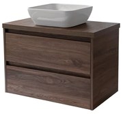 Sanicare Avenza badmeubel 80cm nera oak met witte waskom 40x40cm