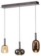 Eettafel / Eetkamer Hanglamp met dimmer zwart met multicolor glas incl. LED 3-lichts easylift - Irides Modern Binnenverlichting Lamp