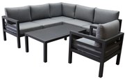 Fabri hoek loungeset 5 delig aluminium antraciet