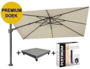 Challenger T2 premium  zweefparasol 350x260 cm champagne  met parasolvoet 90kg en hoes