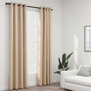 vidaXL Gordijnen linnen-look verduisterend ogen 2 st 140x225 cm beige