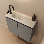 Mondiaz Ture DLux toiletmeubel 60cm smoke met wastafel ostra links met kraangat