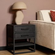 Starfurn New York Zwart Nachtkastje Visgraat - 45x40x53cm.