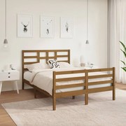 vidaXL Bedframe massief hout honingbruin 135x190 cm 4FT6 Double