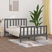 vidaXL Bedframe massief hout grijs 150x200 cm 5FT King Size