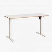 Elektrisch Verstelbaar Rechthoekig Bureau Met Geheugenfunctie Van Hout En Ijzer Serpi Wit Hout & ↔︎ 140 Cm & Wit - Sklum