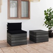 vidaXL 2-delige Loungeset met kussens pallet massief grenenhout