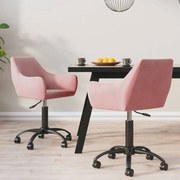 vidaXL Eetkamerstoelen draaibaar 2 st fluweel roze