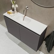 Mondiaz Ture 80cm toiletmeubel dark grey met wastafel talc midden geen kraangat