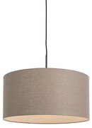 Stoffen Eettafel / Eetkamer Landelijke hanglamp zwart met bruine kap 50 cm - Combi 1 Modern, Landelijk E27 rond Binnenverlichting Lamp