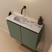 Mondiaz Ture DLux toiletmeubel 60cm army met wastafel glace links zonder kraangat