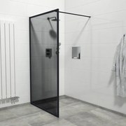 Saniclass Bellini Inloopdouche - 110x200cm - veiligheidsglas - rook glas - mat zwarte lijst rondom - anti kalk Mirrors-110B/NFF/S