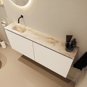 Mondiaz Ture DLux toiletmeubel 120cm talc met wastafel frappe links zonder kraangat