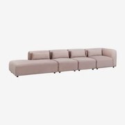 Fogler 4-delige Modulaire Hoekbank Met Chaise Longue Links Corduroy Roze Wijn - Sklum