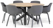 Tuinset Ronde Tuintafel 6 personen 150 cm Aluminium/Kunststof Grijs Lifestyle Garden Furniture Salina/Fabriano