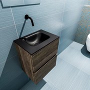 Mondiaz Ada 40cm toiletmeubel dark brown met wastafel urban midden zonder kraangat