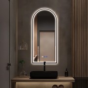 Saniclear Arc 2.0 toog spiegel met zwarte lijst 45x100cm met verwarming, direct en indirect licht