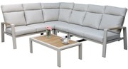 Ripasso hoek loungeset 5 delig aluminium latte zand teak