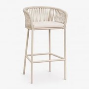 Arhiza Hoge Kruk Met Armleuningen In Gevlochten Touw Tapioca Beige & ↑75 Cm - Sklum