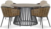 Tuinset Ronde Tuintafel 4 personen 125 cm Aluminium/wicker Grijs  Lifestyle Garden Furniture Nice/Sorrento