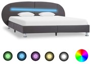 vidaXL Bedframe met LED kunstleer grijs 180x200 cm