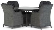 Tuinset Ronde Tuintafel 4 personen 120 cm Wicker Grijs Garden Collections Buckingham/Buckingham