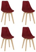 vidaXL Eetkamerstoelen 4 st fluweel wijnrood