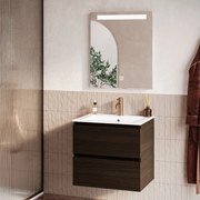 Fontana Rovigo badmeubel 60cm kasteel bruin met witte wastafel met kraangat en spiegel met verlichting