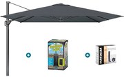 Platinum Challenger Telescope Zweefparasol premium - 3,5x3,5 - Faded Black met ingraafvoet en hoes