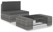 vidaXL 2-delige Loungeset poly rattan grijs