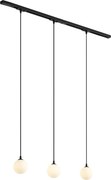 Modern railsysteem zwart met 3 hanglampen wit 1-fase - Iconic Perle