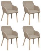 vidaXL Eetkamerstoelen 4 st stof en massief eikenhout beige