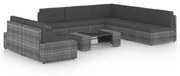 vidaXL 8-delige Loungeset met kussens poly rattan grijs