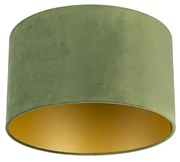 Stoffen Velours lampenkap groen 35/35/20 met gouden binnenkant cilinder / rond