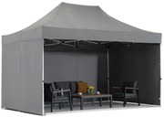 Antraciet Manta 3 x 4,4m tuinpaviljoen met Garden Point gordijnen
