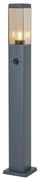 Buitenlamp antraciet met smoke glas 80cm IP44 met stopcontact en bewegingssensor - Malios Modern E27 IP44 Buitenverlichting