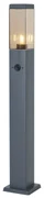 Buitenlamp antraciet met smoke glas 80cm IP44 met stopcontact en bewegingssensor - Malios Modern E27 IP44 Buitenverlichting