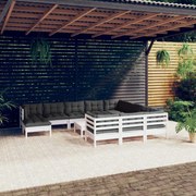 vidaXL 12-delige Loungeset met kussens grenenhout wit