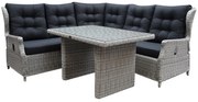 Ibiza hoek dining loungeset 4-delig verstelbaar wit grijs 120cm tafel