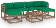 vidaXL 7-delige Loungeset pallet met kussens geïmpregneerd grenenhout