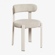 Jolie Gestoffeerde Eetkamerstoel Met Ijzeren Frame Gardenia Wit & Crèmebeige Boucléstof - Sklum