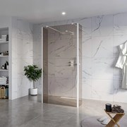 Fortifura Galeria Vrijstaande Inloopdouche - 100x200cm - Rookglas - antikalk - 8mm veiligheidsglas - 2 zijwanden 40cm - wandsteunen en hoekprofielen - Wit mat SW927768 2x/SW797940/SW797934 2x/SW541264 2x