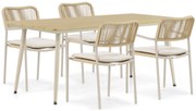 Tuinset 4 personen 180 cm Aluminium/rope Taupe Coco Penya/Matale