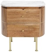 Kare Design Grace Nachtkastje Mangohout En Marmer - 50x35x55cm.
