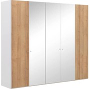 Goossens Kledingkast Easy Storage Ddk, Kledingkast 253 cm breed, 220 cm hoog, 2x draaideur en 3x spiegel draaideur midden