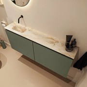 Mondiaz Ture DLux toiletmeubel 120cm army met wastafel frappe links zonder kraangat