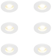 Set van 6 Moderne badkamer inbouwspot wit - Shed GU10 IP54 Lamp