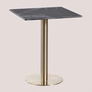 Cosmopolitan Vierkante Marmeren Bartafel Zwart Marquina-marmer & ↔︎ 60 Cm & Champagne Goud - Sklum