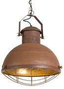 Eettafel / Eetkamer Industriële hanglamp roestbruin met gouden binnenkant - Engine Industriele / Industrie / Industrial, Landelijk / Rustiek E27 rond Binnenverlichting Lamp